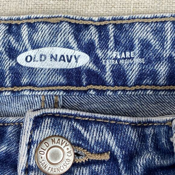 Old Navy Extra HighRise Flare Bell Bottom Jeans Sz 8 Acid Wash Boho Western Y2K - Picture 3 of 8
